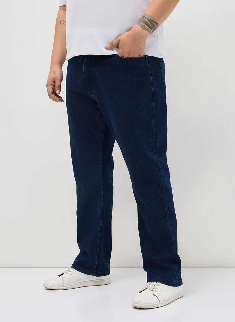 Urbano Fashion Urbano Plus Men's Blue Straight Fit Heavy Washed Denim Jeans Stretchable